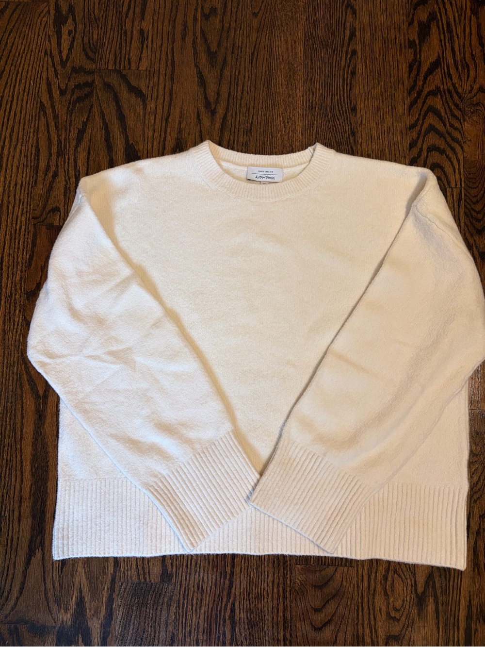 & Other Stories Women’s Crewneck Sweater in Off-White, wool blend, size L